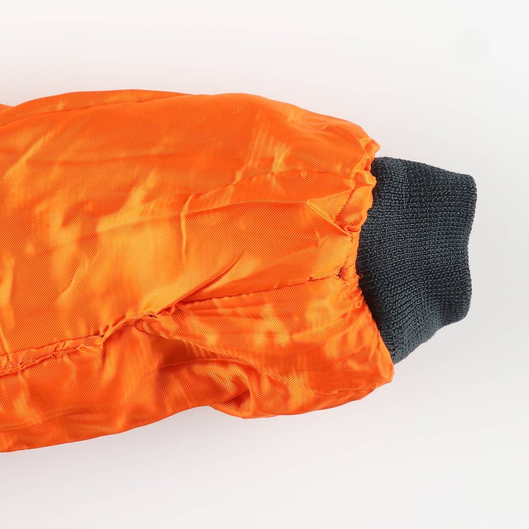 1980'S Civilian MA-1 Type Padded Military Flight Jacket, Large (Men's Size L equivalent) Nylon navy blue type Vintage Second Hand