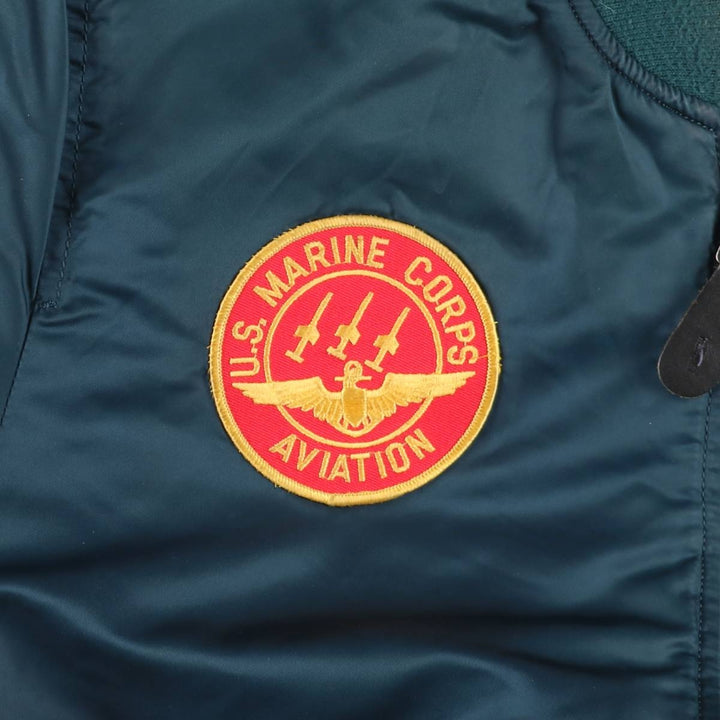 Civilian-made Alpha Industries MA-1 type padded military flight jacket, MEDIUM (equivalent to men's M). Nylon green type Vintage Second Hand