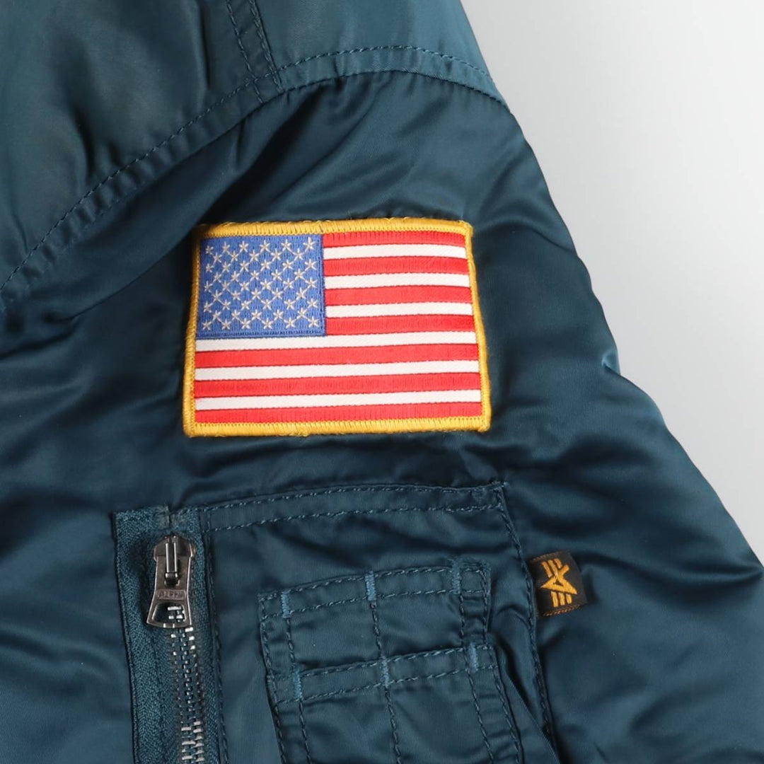 Civilian-made Alpha Industries MA-1 type padded military flight jacket, MEDIUM (equivalent to men's M). Nylon green type Vintage Second Hand