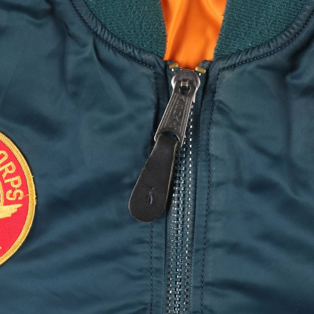 Civilian-made Alpha Industries MA-1 type padded military flight jacket, MEDIUM (equivalent to men's M). Nylon green type Vintage Second Hand