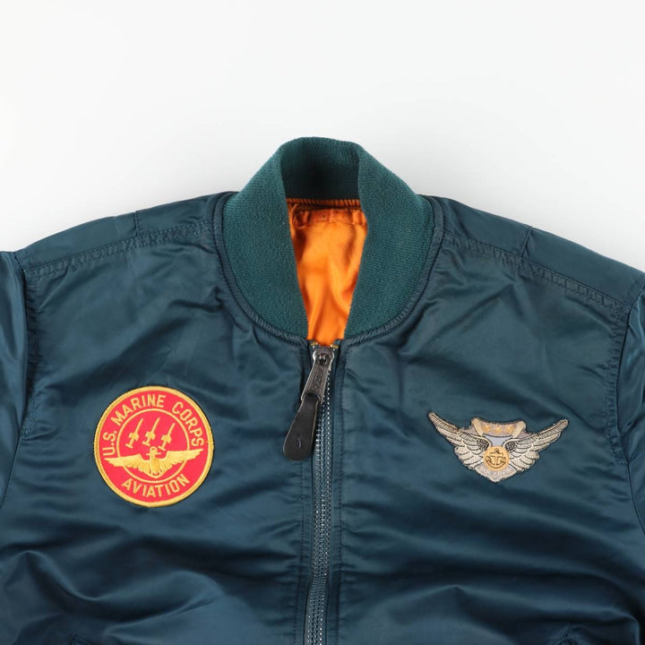 Civilian-made Alpha Industries MA-1 type padded military flight jacket, MEDIUM (equivalent to men's M). Nylon green type Vintage Second Hand