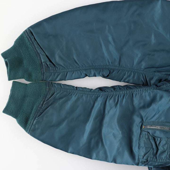 Civilian-made Alpha Industries MA-1 type padded military flight jacket, MEDIUM (equivalent to men's M). Nylon green type Vintage Second Hand