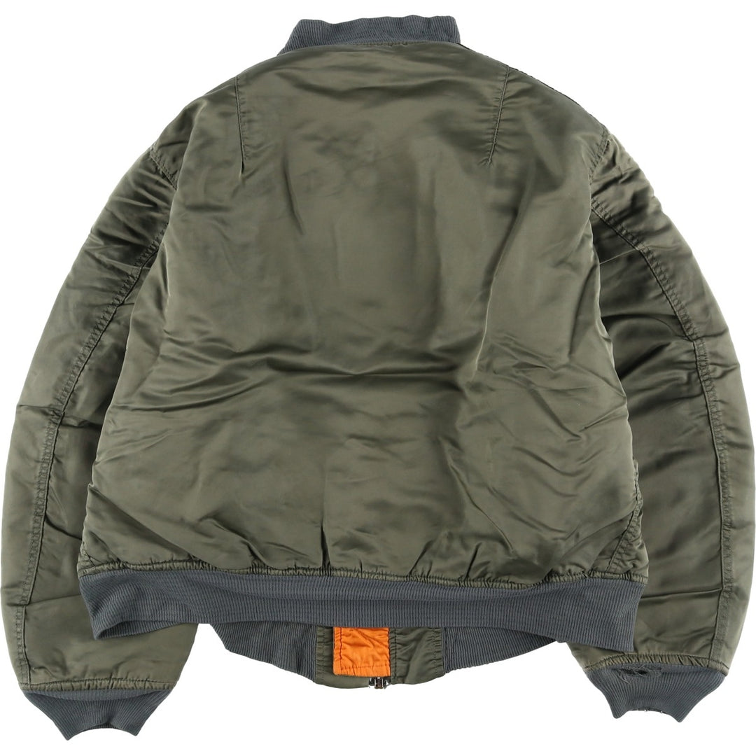 Civilian-made Alpha Industries MA-1 type padded military flight jacket, made in the USA, XX-LARGE (equivalent to men's XXL). Nylon Khaki type sage green Vintage Second Hand