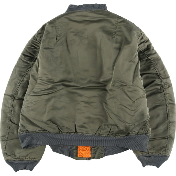 Civilian-made Alpha Industries MA-1 type padded military flight jacket, made in the USA, XX-LARGE (equivalent to men's XXL). Nylon Khaki type sage green Vintage Second Hand