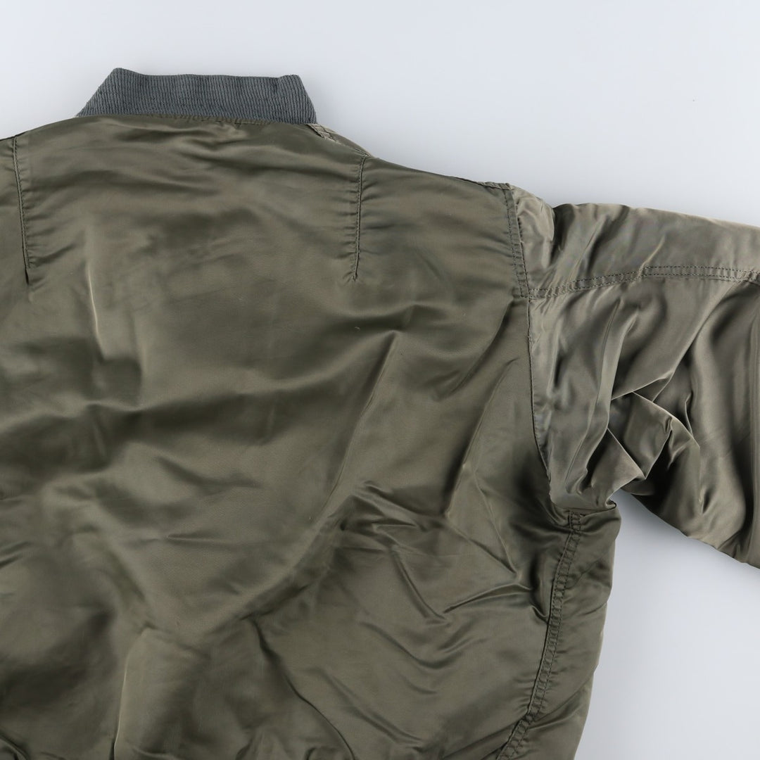 Civilian-made Alpha Industries MA-1 type padded military flight jacket, made in the USA, XX-LARGE (equivalent to men's XXL). Nylon Khaki type sage green Vintage Second Hand