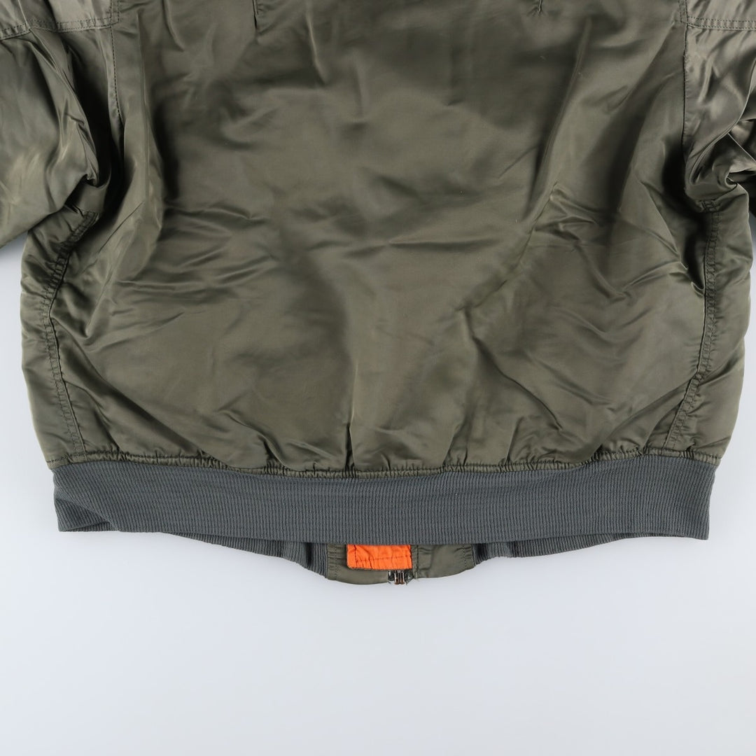 Civilian-made Alpha Industries MA-1 type padded military flight jacket, made in the USA, XX-LARGE (equivalent to men's XXL). Nylon Khaki type sage green Vintage Second Hand