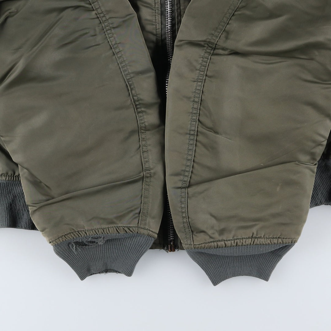 Civilian-made Alpha Industries MA-1 type padded military flight jacket, made in the USA, XX-LARGE (equivalent to men's XXL). Nylon Khaki type sage green Vintage Second Hand