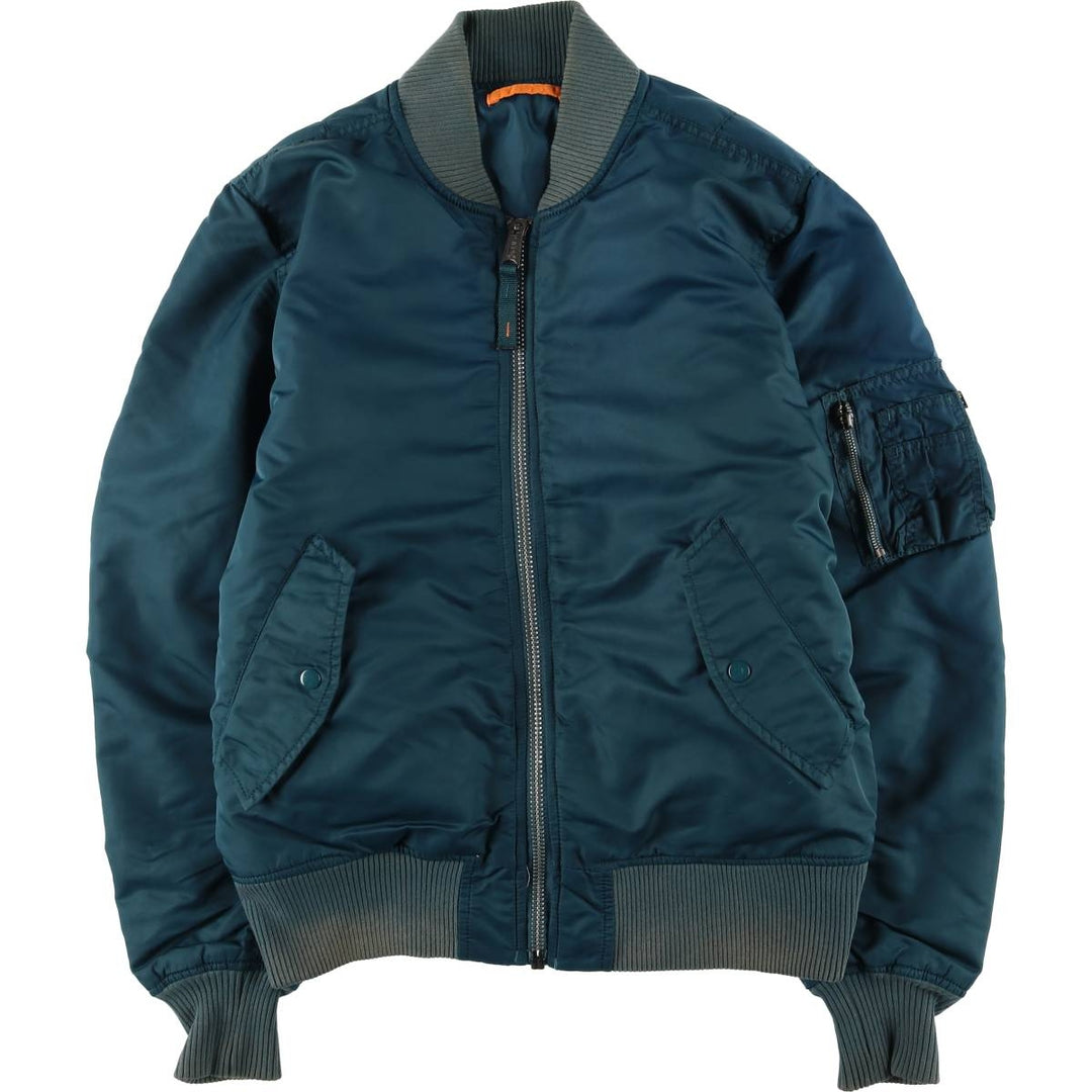 Civilian Alpha MA-1 style padded military flight jacket, men's size M Nylon green type Vintage Second Hand