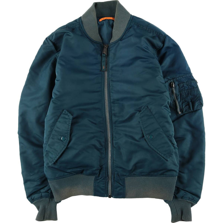 Civilian Alpha MA-1 style padded military flight jacket, men's size M Nylon green type Vintage Second Hand