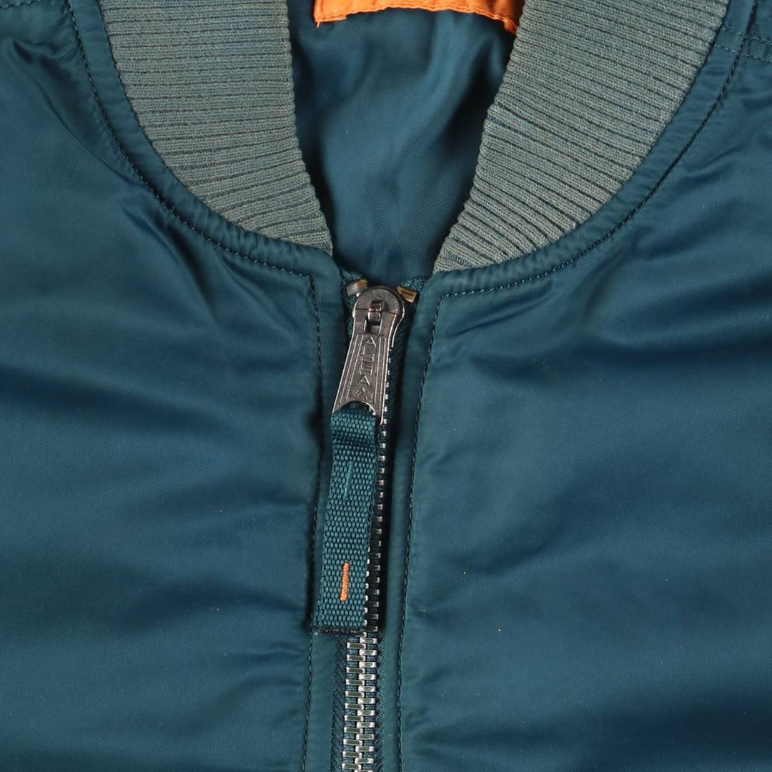 Civilian Alpha MA-1 style padded military flight jacket, men's size M Nylon green type Vintage Second Hand