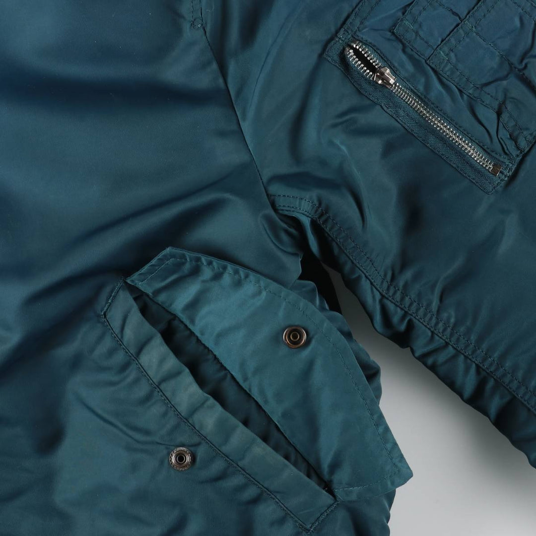 Civilian Alpha MA-1 style padded military flight jacket, men's size M Nylon green type Vintage Second Hand