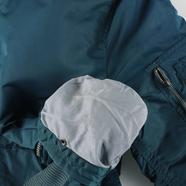 Civilian Alpha MA-1 style padded military flight jacket, men's size M Nylon green type Vintage Second Hand