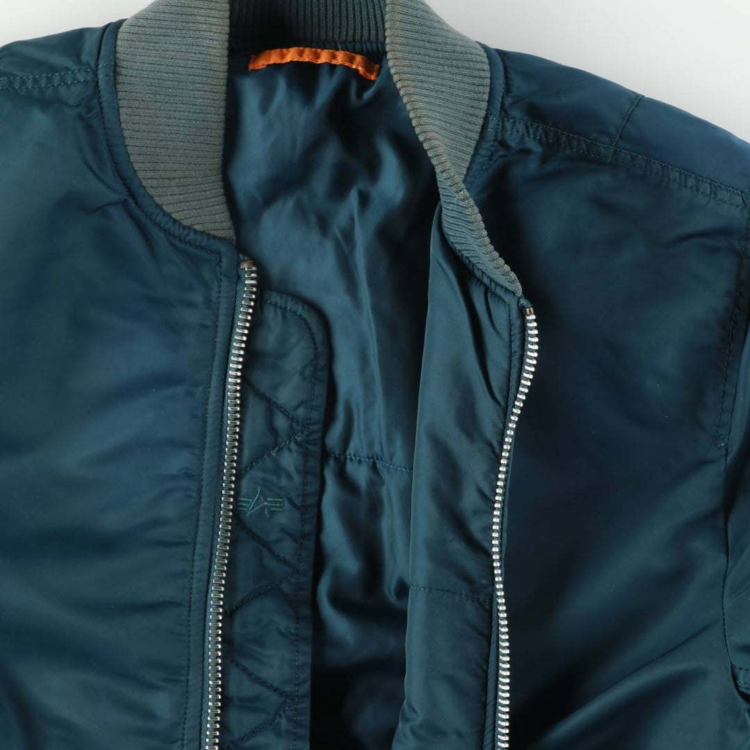 Civilian Alpha MA-1 style padded military flight jacket, men's size M Nylon green type Vintage Second Hand