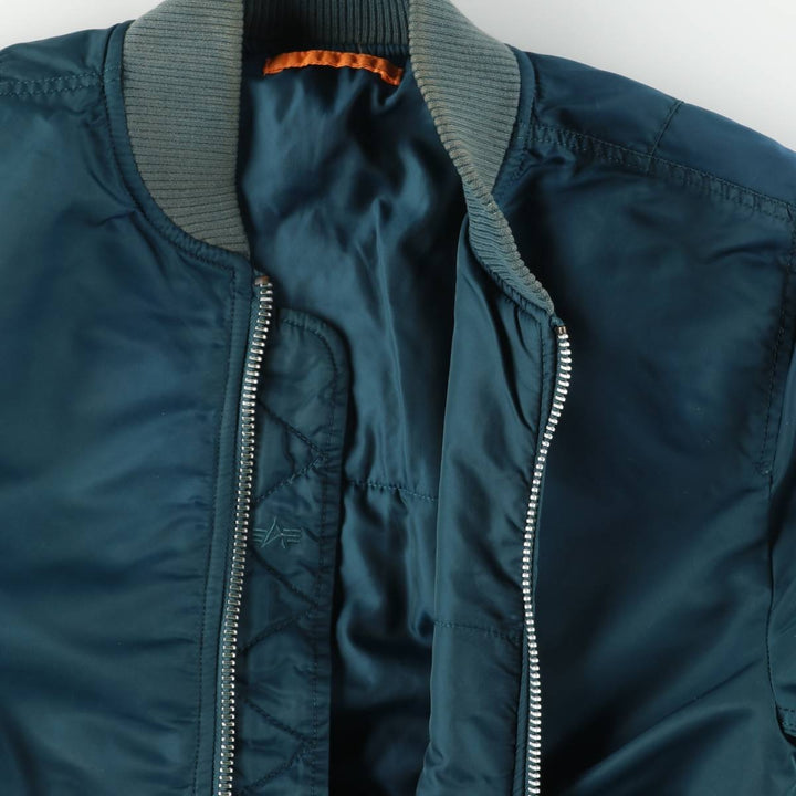 Civilian Alpha MA-1 style padded military flight jacket, men's size M Nylon green type Vintage Second Hand