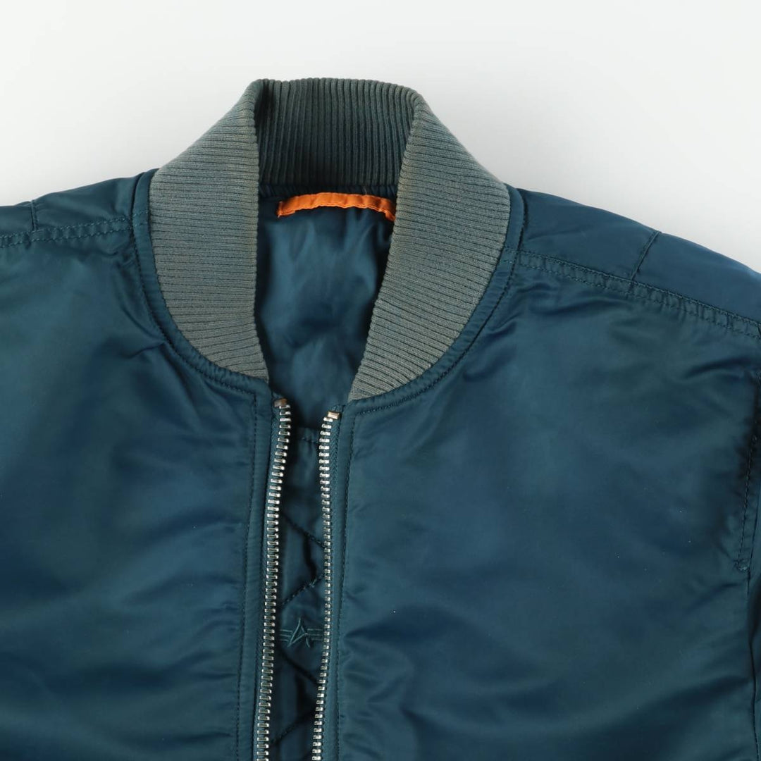 Civilian Alpha MA-1 style padded military flight jacket, men's size M Nylon green type Vintage Second Hand