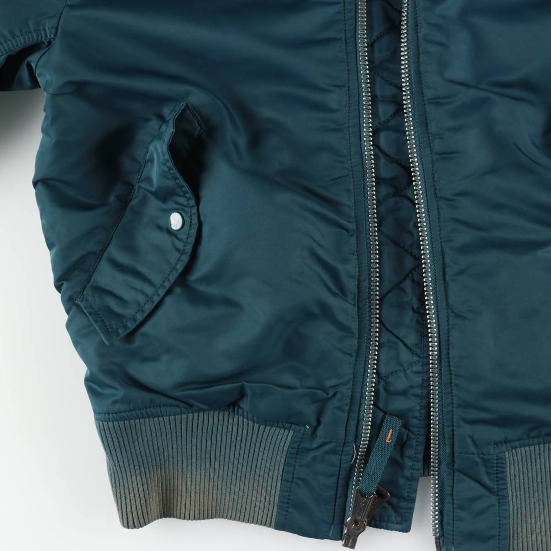 Civilian Alpha MA-1 style padded military flight jacket, men's size M Nylon green type Vintage Second Hand