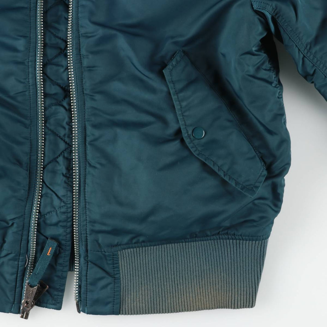 Civilian Alpha MA-1 style padded military flight jacket, men's size M Nylon green type Vintage Second Hand