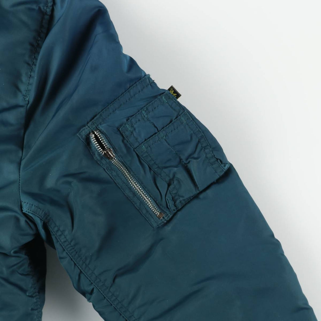 Civilian Alpha MA-1 style padded military flight jacket, men's size M Nylon green type Vintage Second Hand