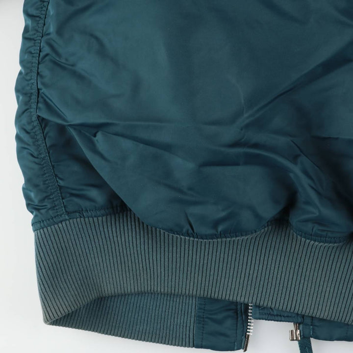 Civilian Alpha MA-1 style padded military flight jacket, men's size M Nylon green type Vintage Second Hand