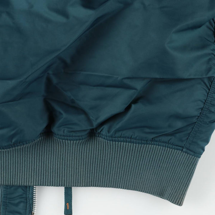 Civilian Alpha MA-1 style padded military flight jacket, men's size M Nylon green type Vintage Second Hand