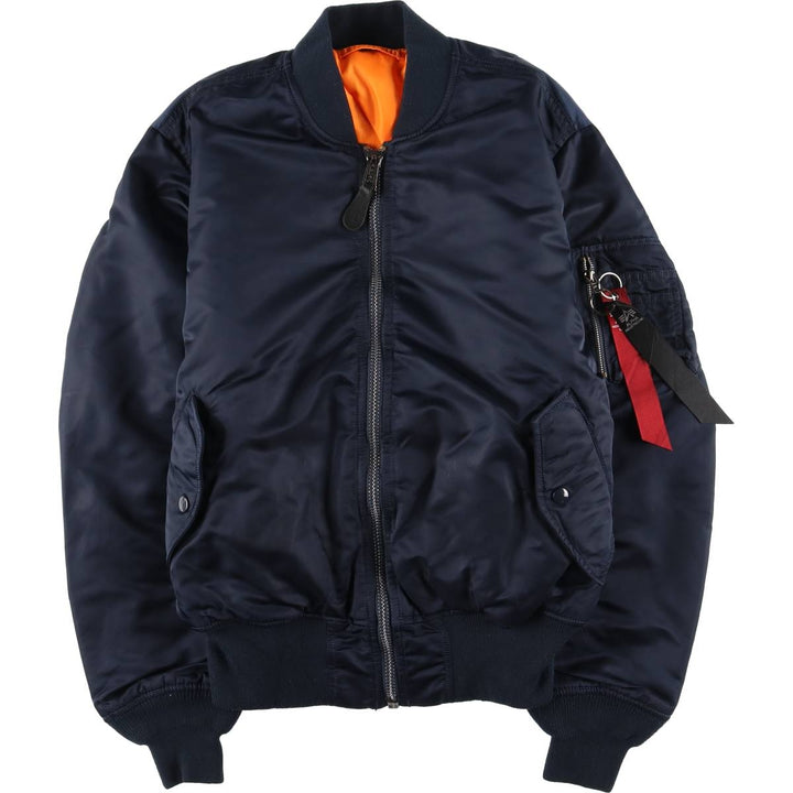 Civilian Alpha MA-1 style padded military flight jacket, medium, men's size M Nylon navy blue type Vintage Second Hand