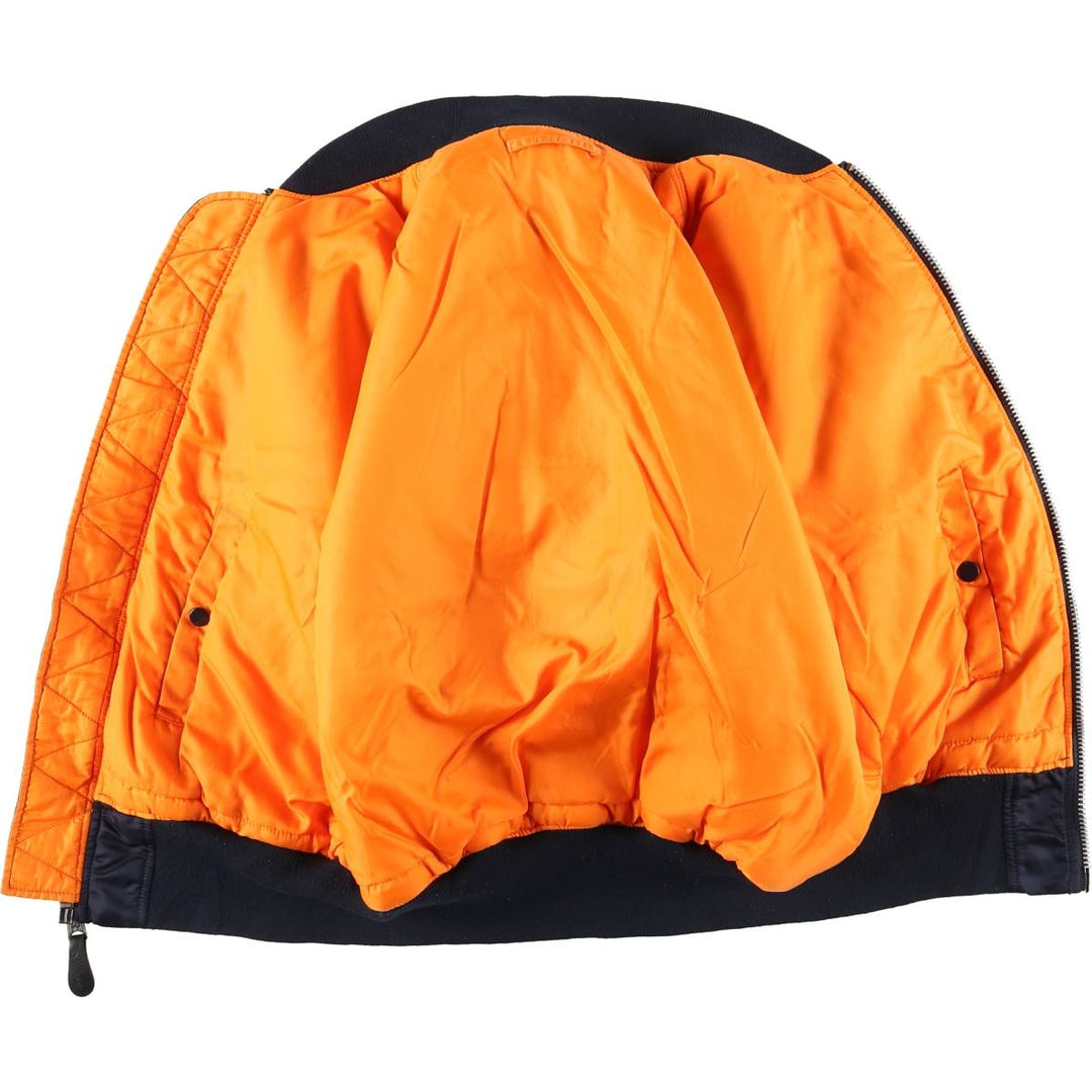 Civilian Alpha MA-1 style padded military flight jacket, medium, men's size M Nylon navy blue type Vintage Second Hand