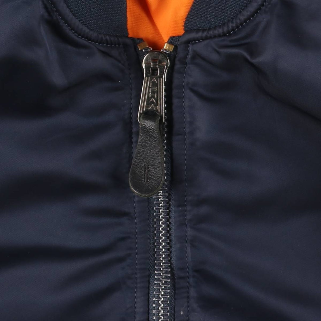 Civilian Alpha MA-1 style padded military flight jacket, medium, men's size M Nylon navy blue type Vintage Second Hand