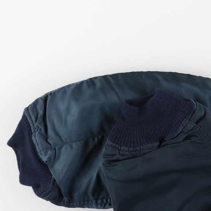 80s-90'S Civilian Alpha MA-1 Style Padded Military Flight Jacket, Made in USA, Men's Size XL Nylon navy blue type Vintage Second Hand