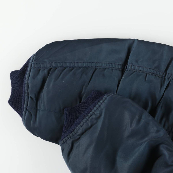 80s-90'S Civilian Alpha MA-1 Style Padded Military Flight Jacket, Made in USA, Men's Size XL Nylon navy blue type Vintage Second Hand