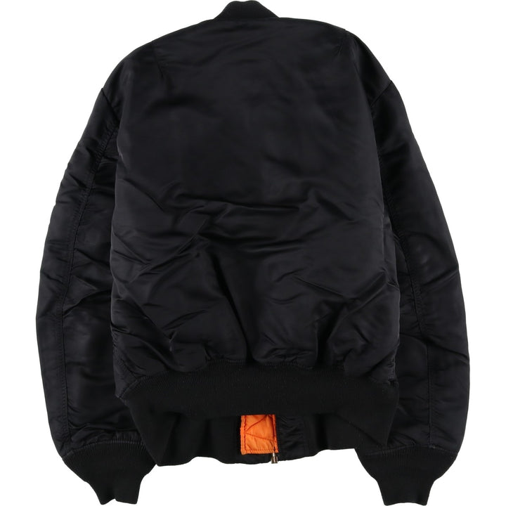 Civilian-made Alpha Industries MA-1 type padded military flight jacket, large size (equivalent to men's L). Nylon black type Vintage Second Hand