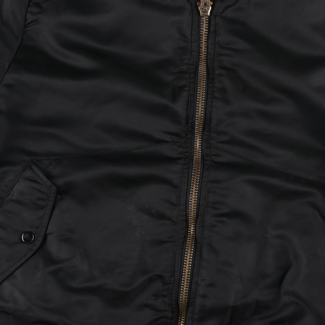 Civilian-made Alpha Industries MA-1 type padded military flight jacket, large size (equivalent to men's L). Nylon black type Vintage Second Hand
