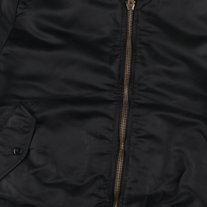 Civilian-made Alpha Industries MA-1 type padded military flight jacket, large size (equivalent to men's L). Nylon black type Vintage Second Hand