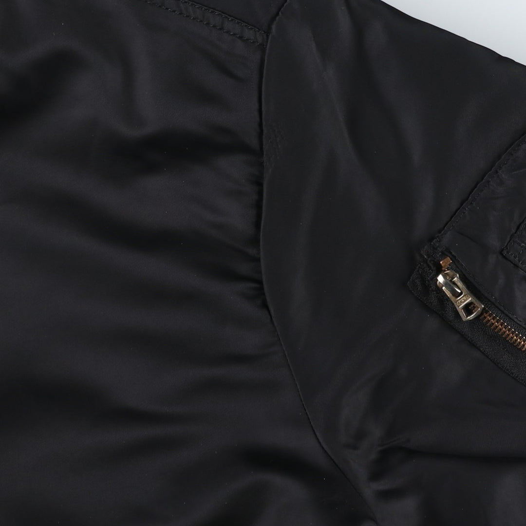 Civilian-made Alpha Industries MA-1 type padded military flight jacket, large size (equivalent to men's L). Nylon black type Vintage Second Hand