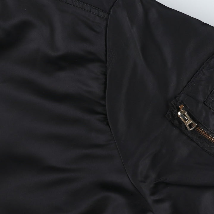 Civilian-made Alpha Industries MA-1 type padded military flight jacket, large size (equivalent to men's L). Nylon black type Vintage Second Hand