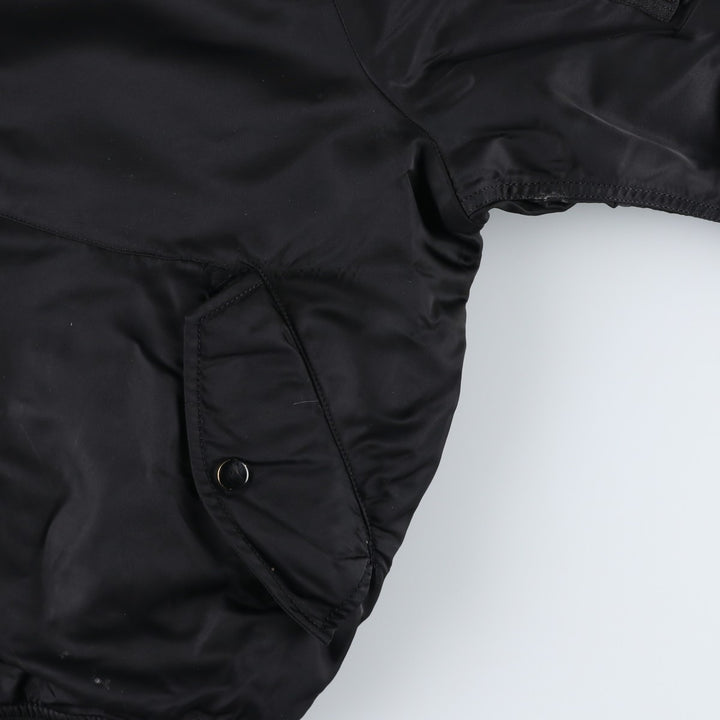 Civilian-made Alpha Industries MA-1 type padded military flight jacket, large size (equivalent to men's L). Nylon black type Vintage Second Hand