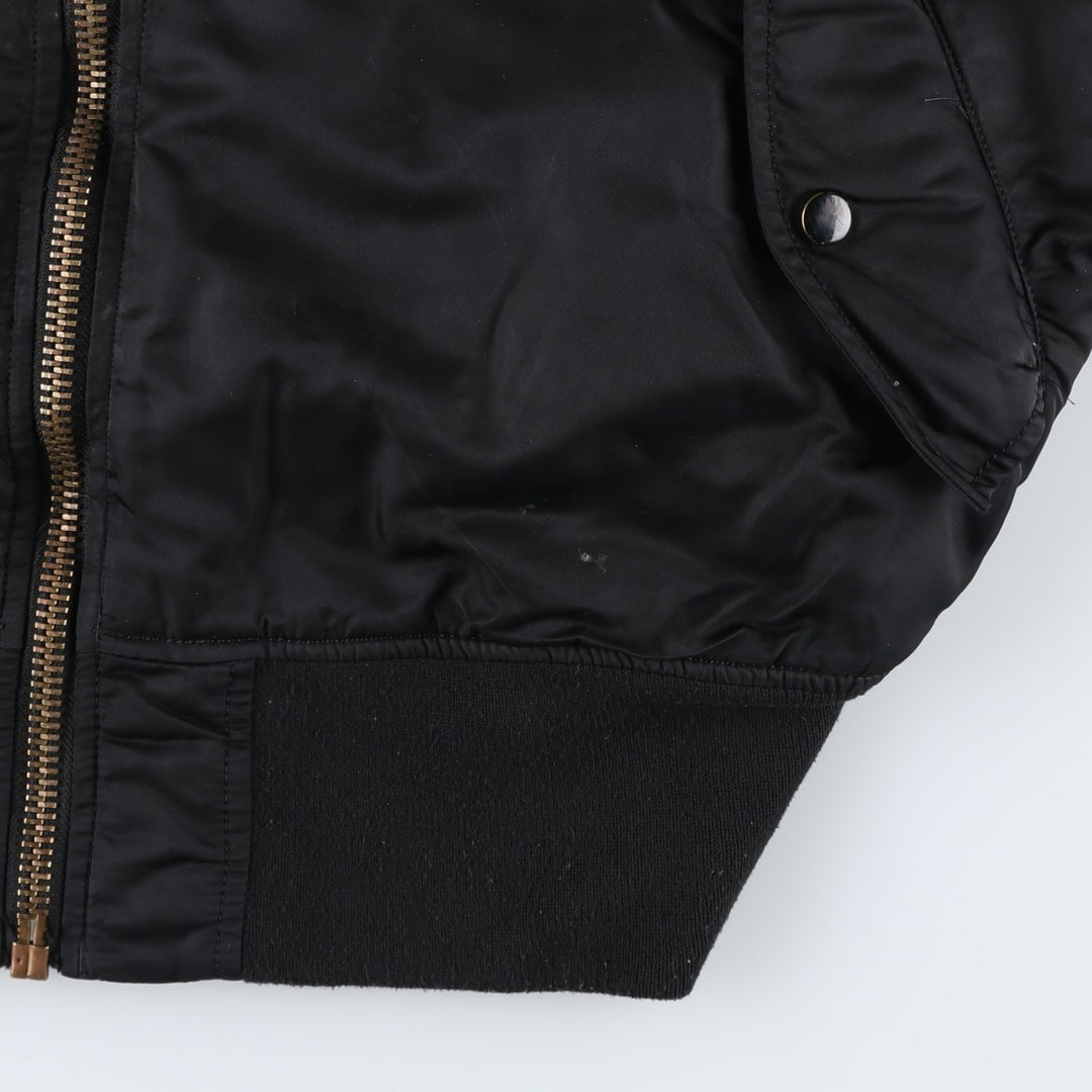 Civilian-made Alpha Industries MA-1 type padded military flight jacket, large size (equivalent to men's L). Nylon black type Vintage Second Hand