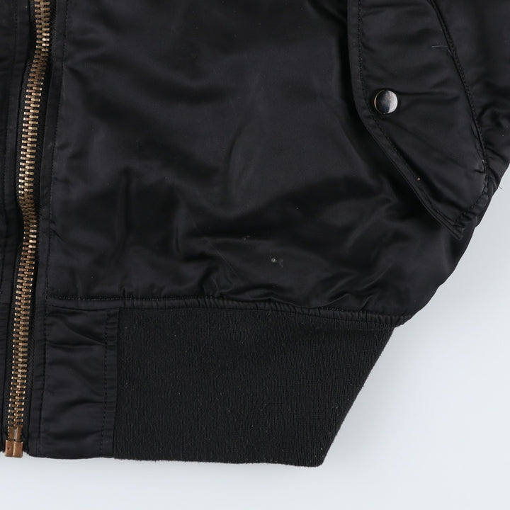 Civilian-made Alpha Industries MA-1 type padded military flight jacket, large size (equivalent to men's L). Nylon black type Vintage Second Hand