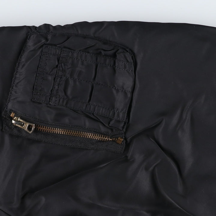 Civilian-made Alpha Industries MA-1 type padded military flight jacket, large size (equivalent to men's L). Nylon black type Vintage Second Hand