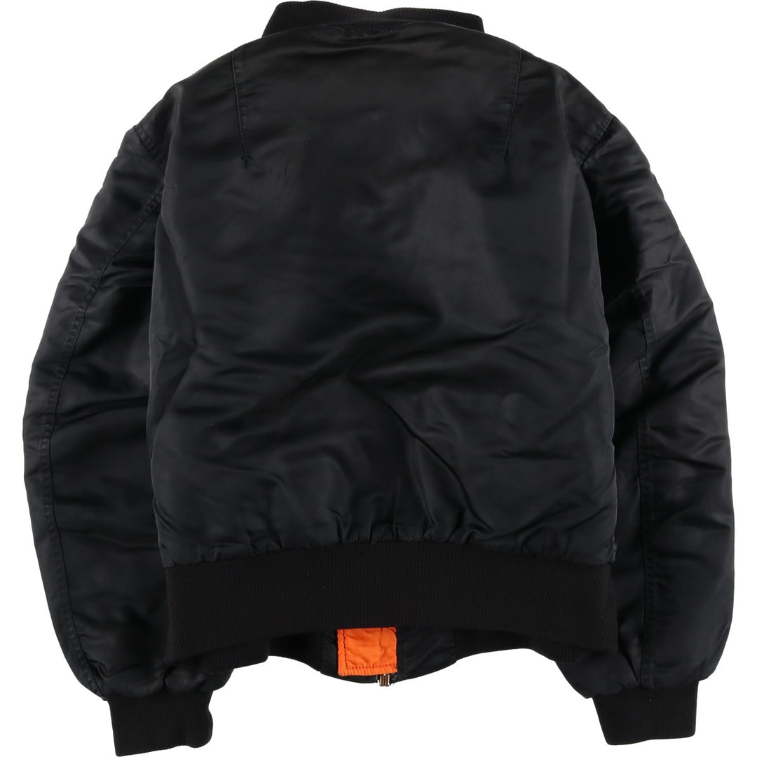 90'S civilian Alpha MA-1 style padded military flight jacket, made in the USA, men's size L, vintage Nylon black type Vintage Second Hand