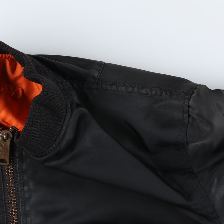 90'S civilian Alpha MA-1 style padded military flight jacket, made in the USA, men's size L, vintage Nylon black type Vintage Second Hand