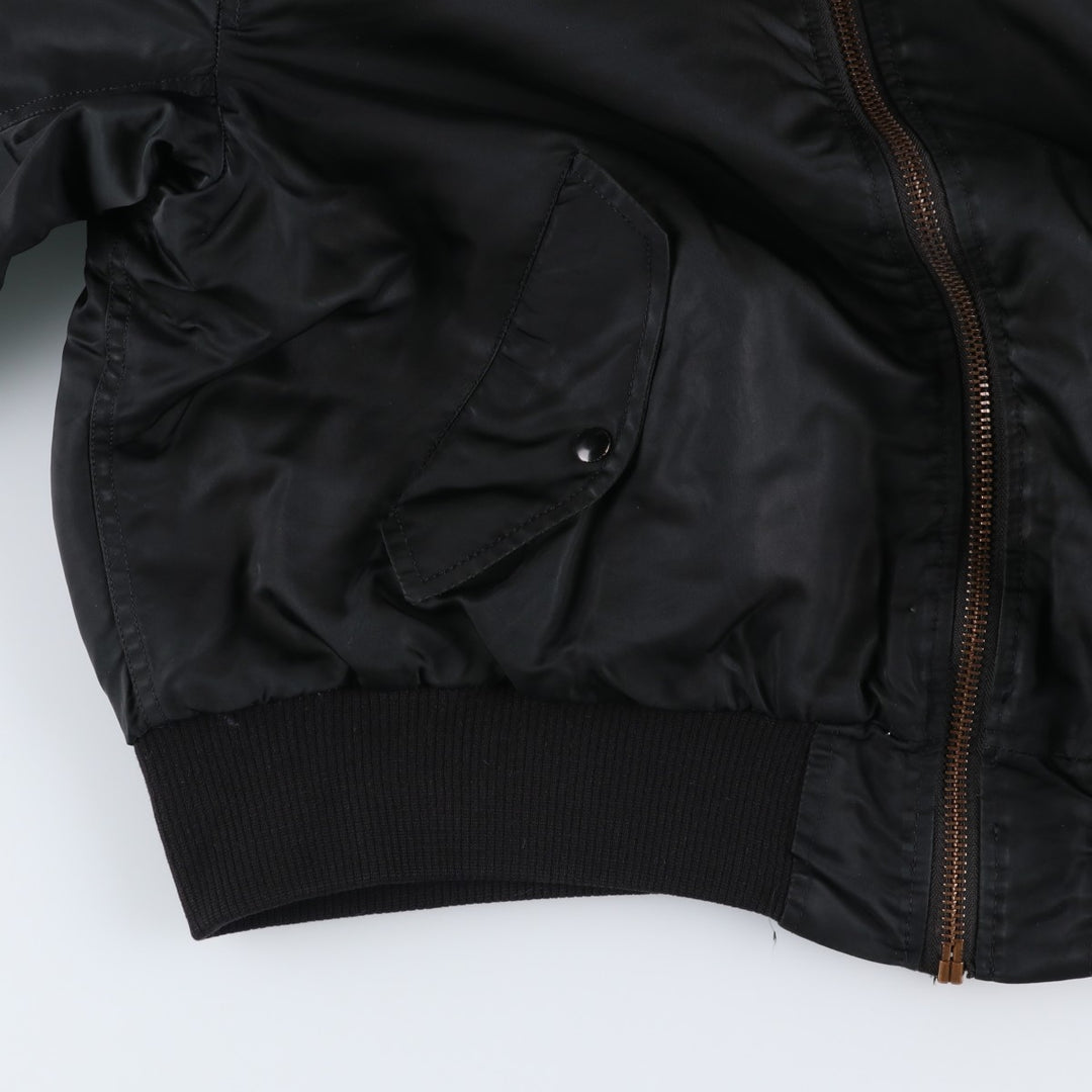 90'S civilian Alpha MA-1 style padded military flight jacket, made in the USA, men's size L, vintage Nylon black type Vintage Second Hand