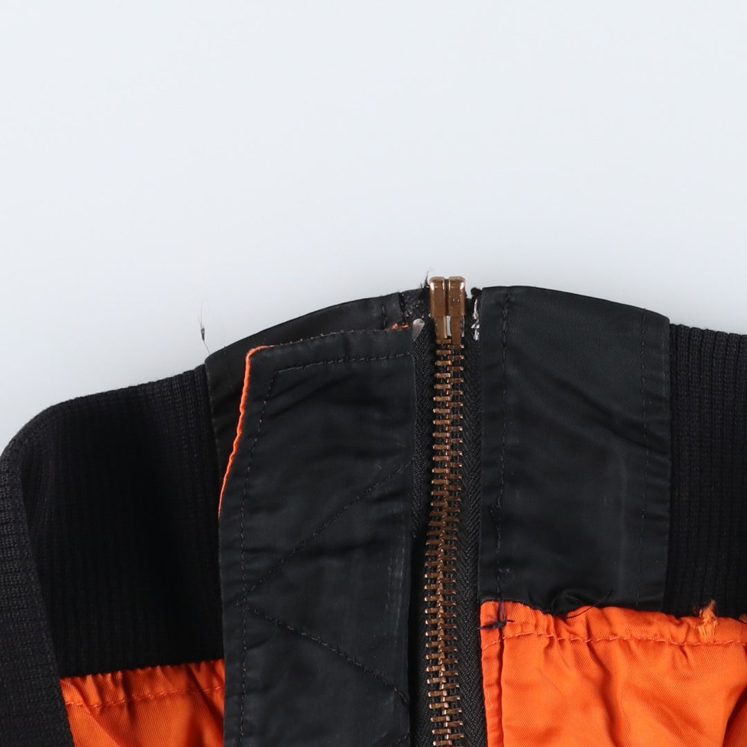 90'S civilian Alpha MA-1 style padded military flight jacket, made in the USA, men's size L, vintage Nylon black type Vintage Second Hand