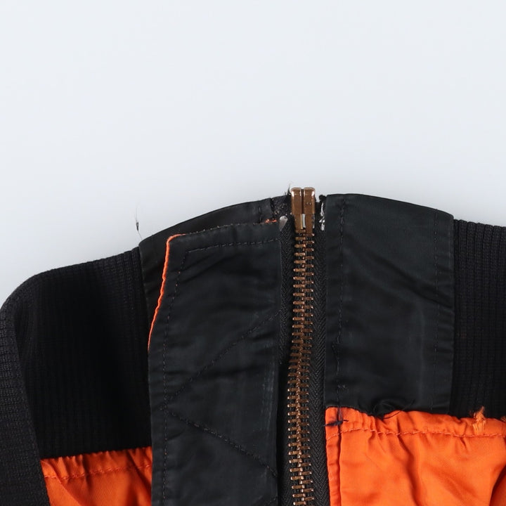90'S civilian Alpha MA-1 style padded military flight jacket, made in the USA, men's size L, vintage Nylon black type Vintage Second Hand