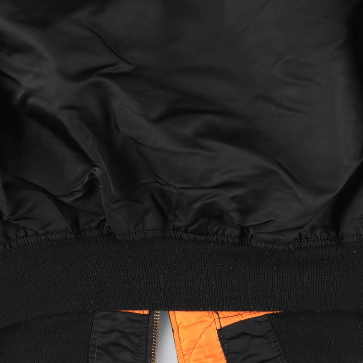 90'S civilian Alpha MA-1 style padded military flight jacket, made in the USA, men's size L, vintage Nylon black type Vintage Second Hand