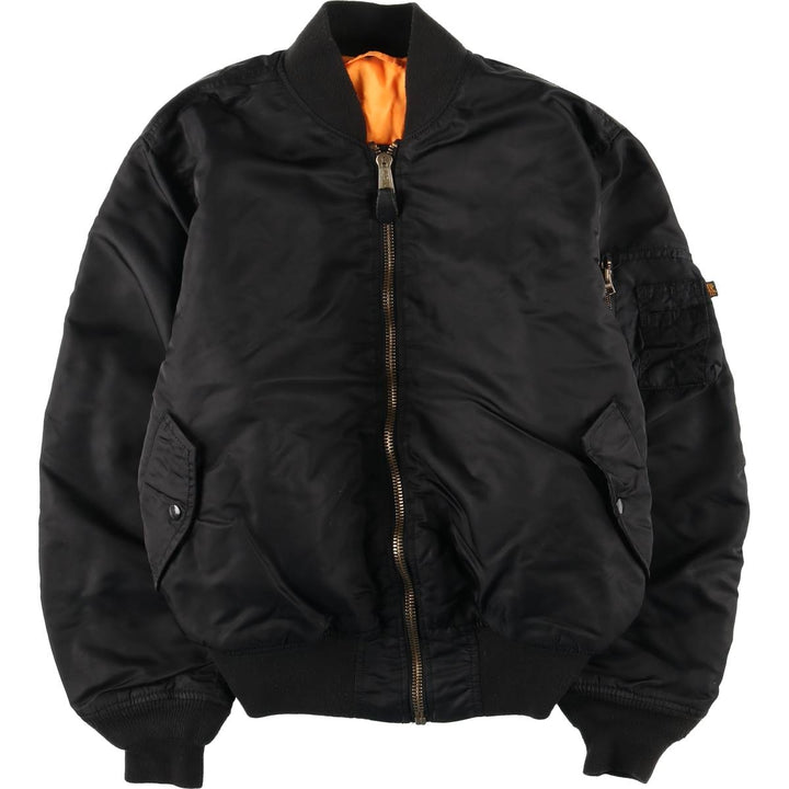 90'S civilian Alpha MA-1 style padded military flight jacket, men's size XL, vintage Nylon black type Vintage Second Hand