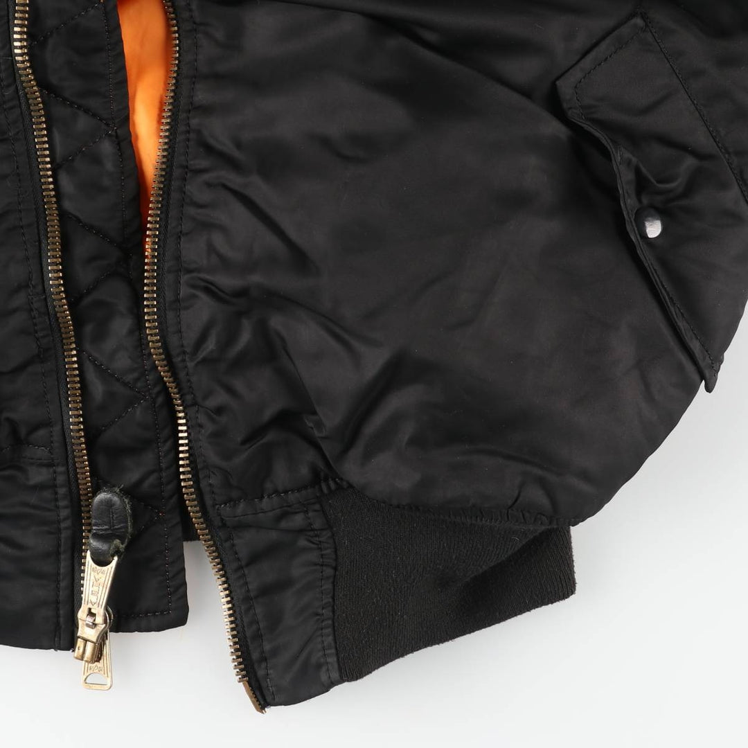 90'S civilian Alpha MA-1 style padded military flight jacket, men's size XL, vintage Nylon black type Vintage Second Hand