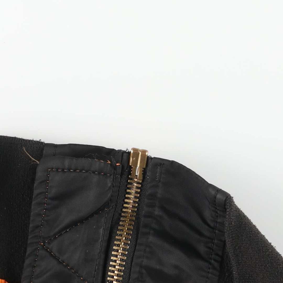 90'S civilian Alpha MA-1 style padded military flight jacket, men's size XL, vintage Nylon black type Vintage Second Hand