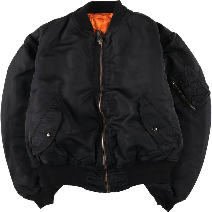Civilian MA-1 style padded military flight jacket, men's size L unclear black type Vintage Second Hand