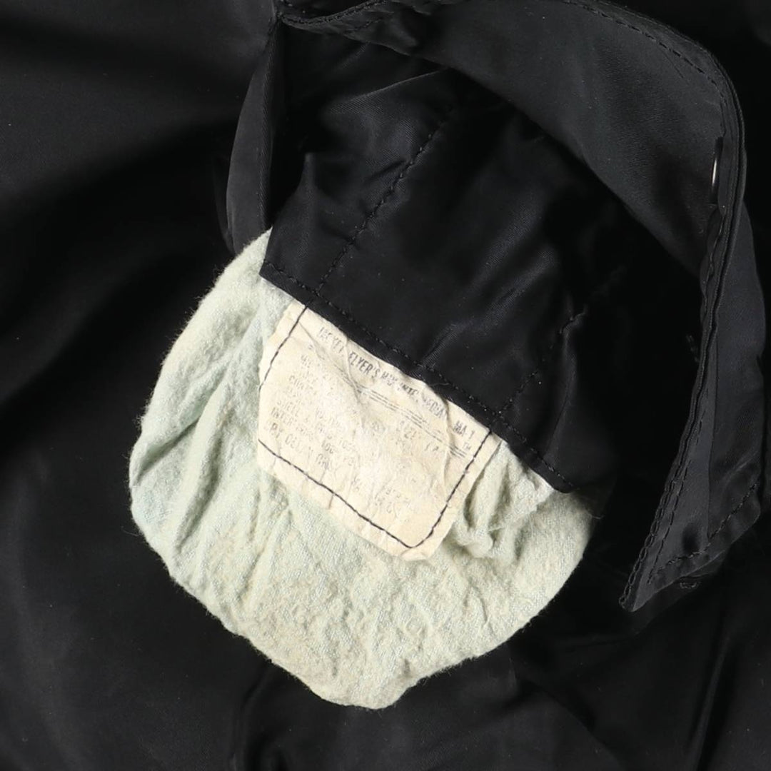 Civilian MA-1 style padded military flight jacket, men's size L unclear black type Vintage Second Hand