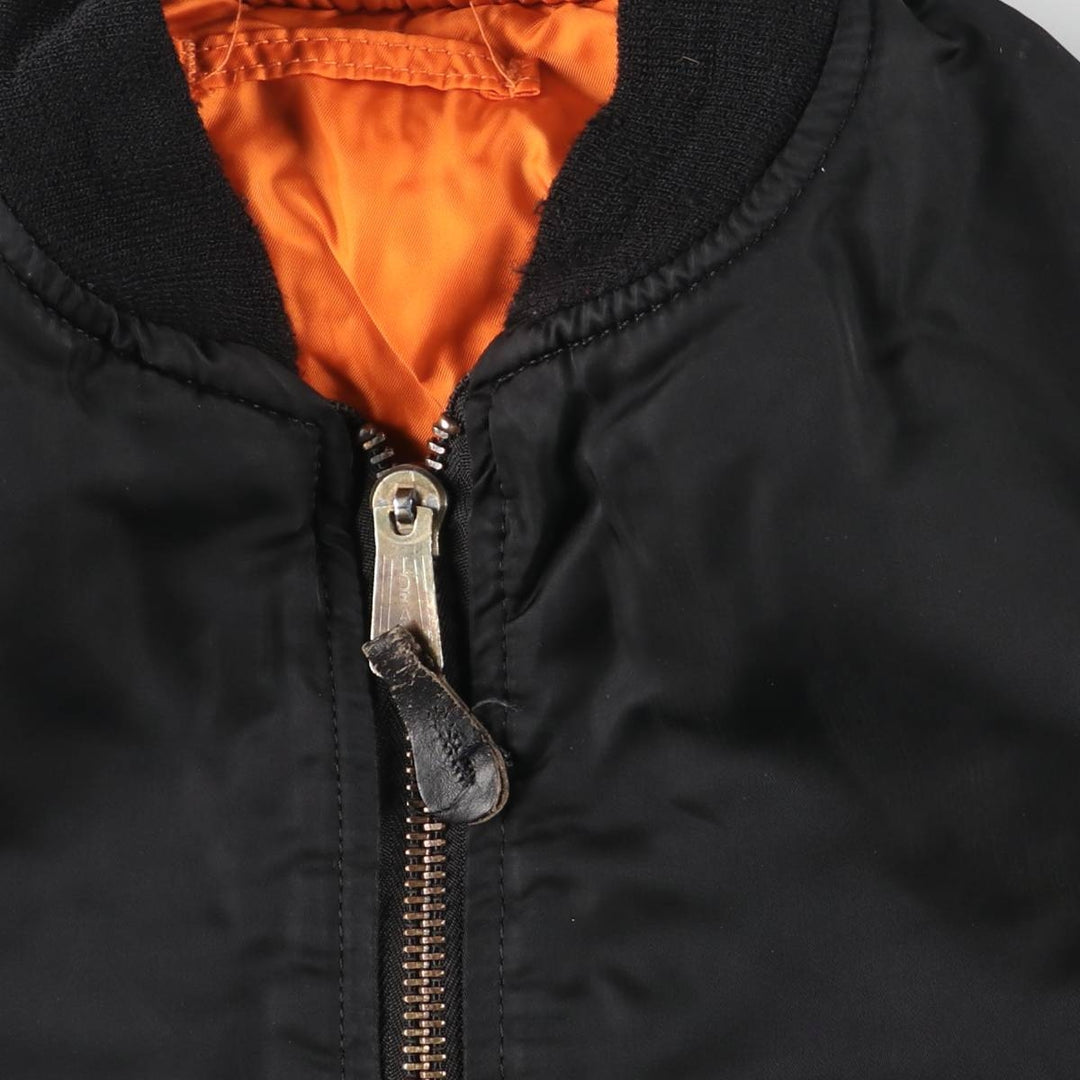 Civilian MA-1 style padded military flight jacket, men's size L unclear black type Vintage Second Hand